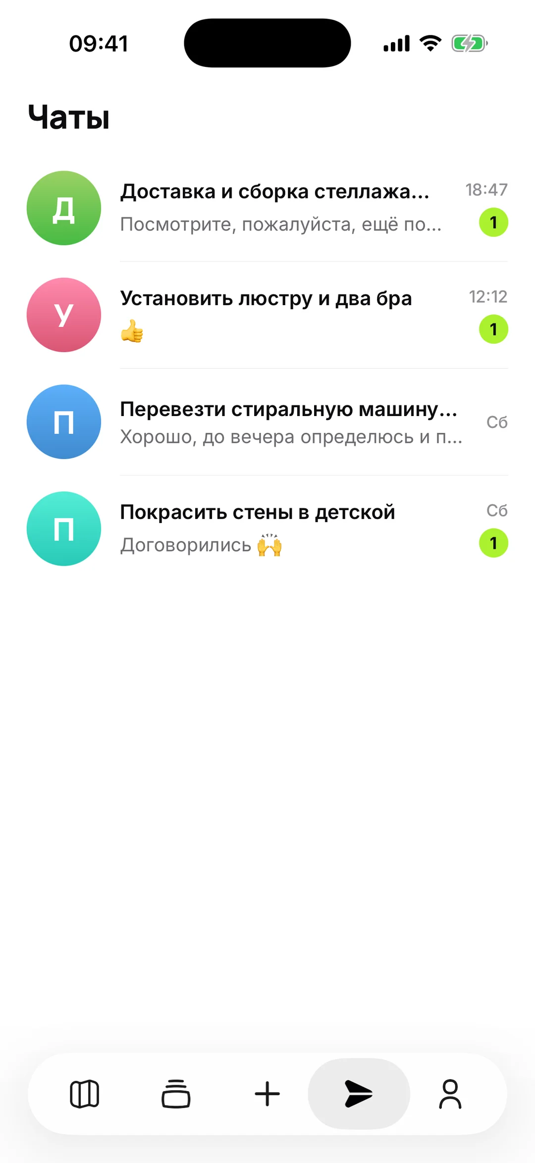 Список откликов исполнителей